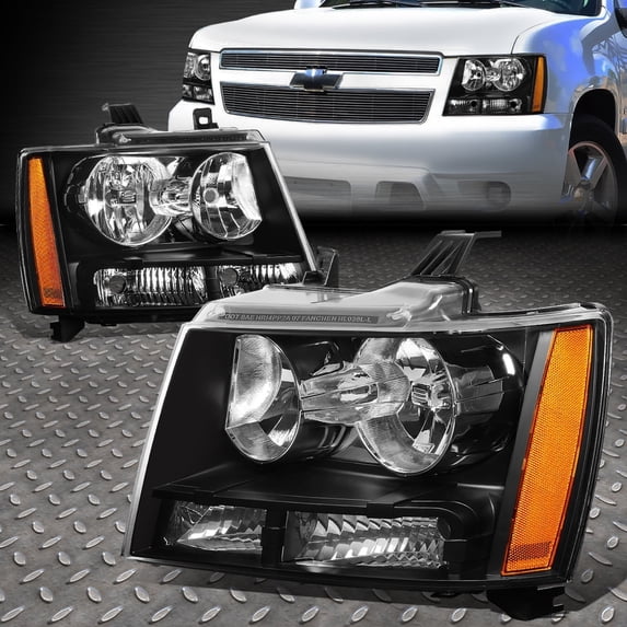 NUVISION for 07-14 Chevy Tahoe Suburban Avalanche Black Housing Amber Corner Headlights