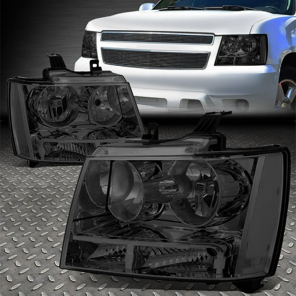 NUVISION for 07-14 Chevy Tahoe Suburban Smoked Lens Clear Corner Headlight Head Lamps