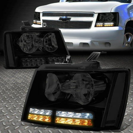 Nuvision for 07-14 Tahoe Suburban LED DRL Turn Signal Headlight Lamps Tinted/Clear