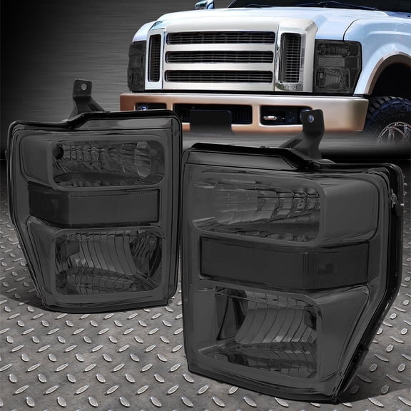 NUVISION for 08-10 Ford F250 F350 Super Duty Smoked Lens Clear Corner Headlight Lamps