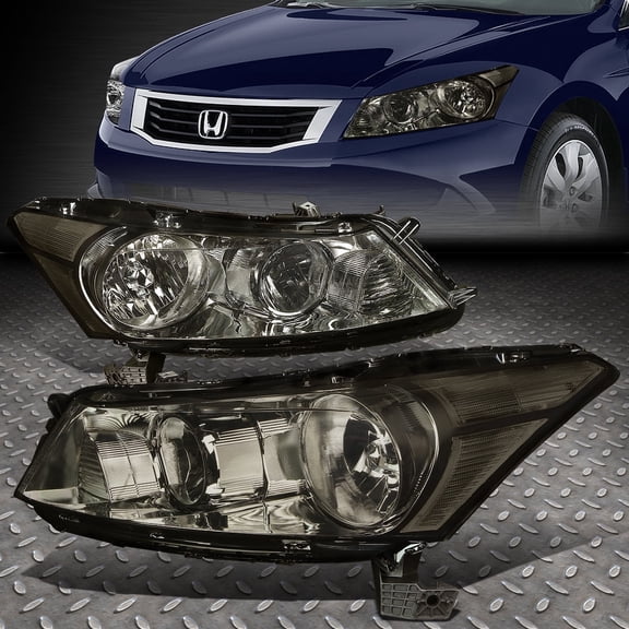 NUVISION for 08-12 Honda Accord Sedan Smoked Lens Clear Corner Headlight Head Lamps