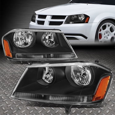 SAF-AUTO-PARTS Headlight Assembly Pair For 2008-2014 Dodge Avenger – Chrome/Amber, Halogen