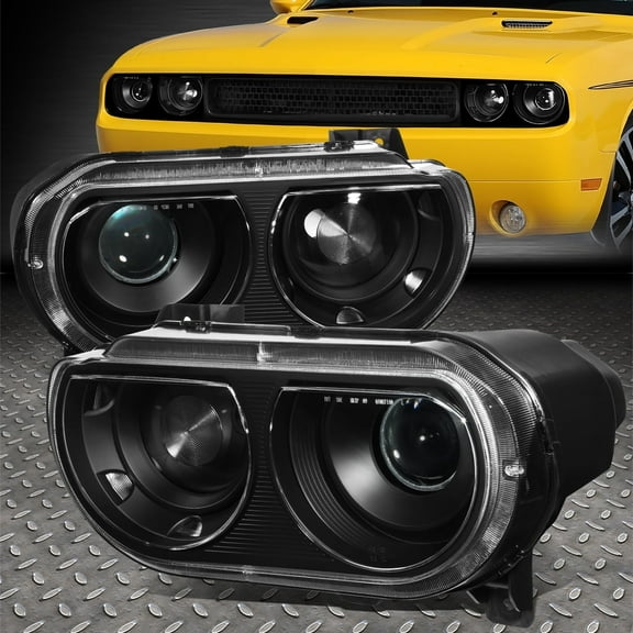 NUVISION for 08-14 Dodge Challenger Black Housing HID Projector Headlight Head Lamps Set