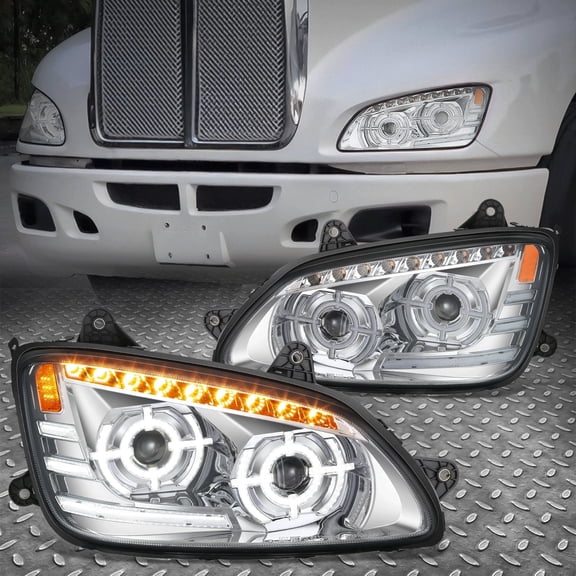 Nuvision for 08-17 Kenworth T660 Chrome Sequential Signal LED DRL Projector Headlight