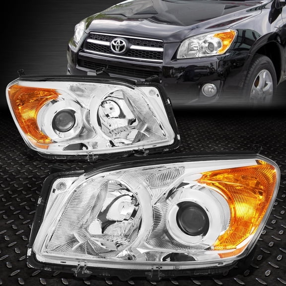 NUVISION for 09-12 Toyota Rav4 Chrome Housing Amber Corner Projector Headlight Head Lamps