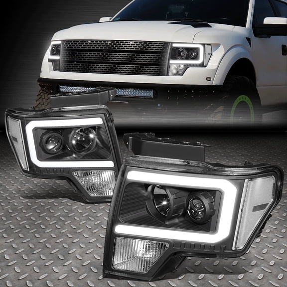 Nuvision for 09-14 Ford F150 F-150 LED DRL Projector Headlight Black/Clear