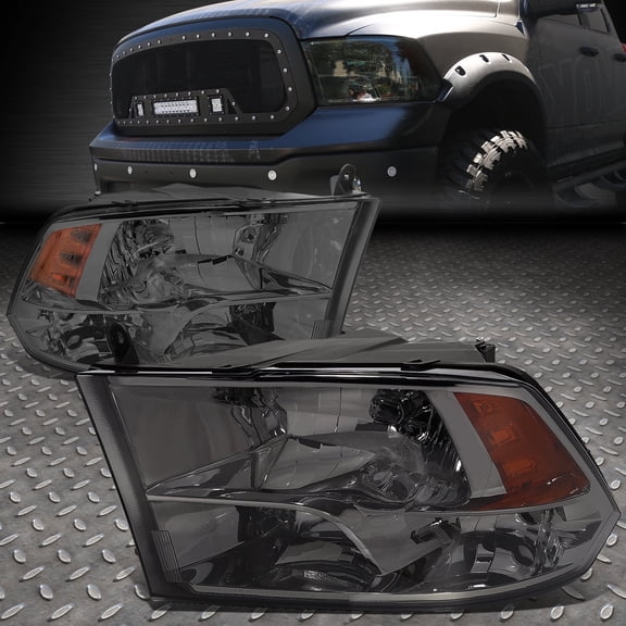 Nuvision for 09-18 Ram 1500 2500 3500 Quad Smoked Lens Amber Corner Headlights Piar