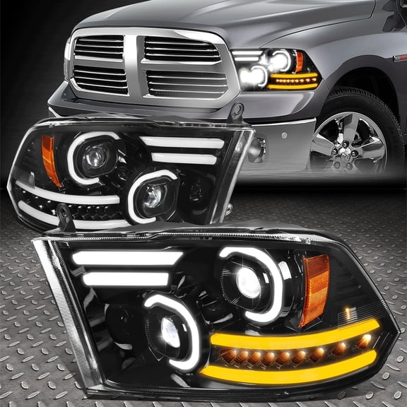 Nuvision for 09-18 Ram 1500-3500 Sequential Signal Switchback LED DRL Projector Headlight