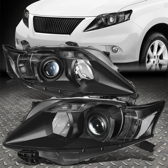 NUVISION for 10-12 Lexus Rx350 OE Style Black Housing Clear Corner Projector Headlights