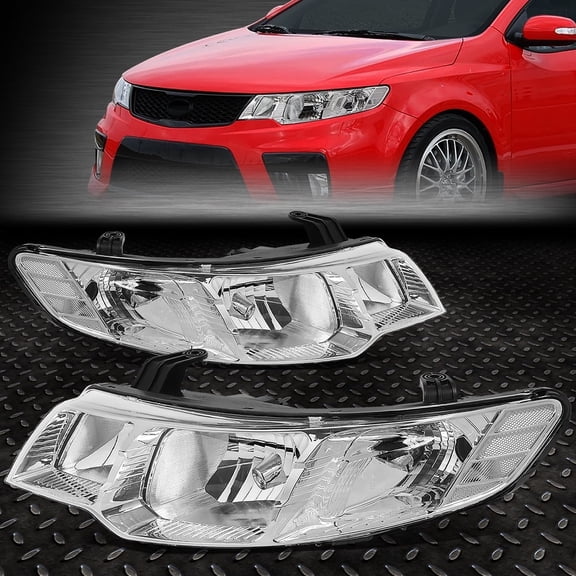 NUVISION for 10-13 Forte Koup Chrome Housing Crystal Lens Headlight Replacement Head Lamp