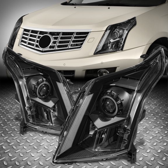 NUVISION for 10-16 Cadillac SRX OE Style Projector Headlight Headlamps Pair Black/Clear