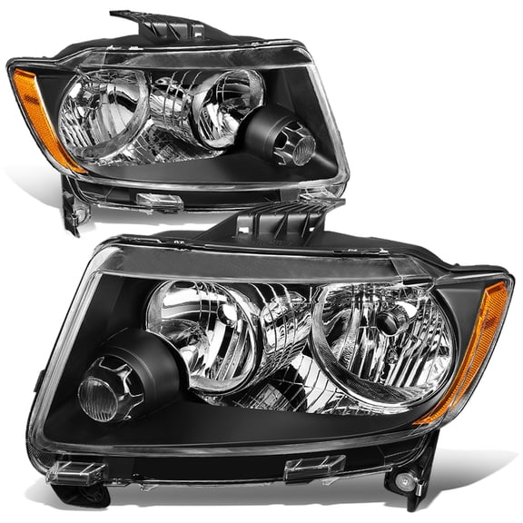 NUVISION for 11-13 Jeep Grand Cherokee Black Housing Amber Corner Headlight Head Lamps