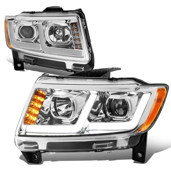 Nuvision for 11-13 Jeep Grand Cherokee LED DRL Signal Projector Headlight Chrome/Amber