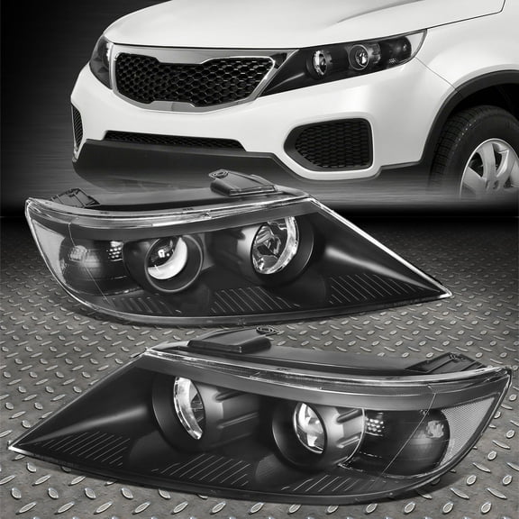NUVISION for 11-13 Sorento OE Style Black Housing Clear Corner Projector Headlight Lamps