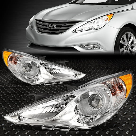 NUVISION for 11-14 Sonata Pair Chrome Housing Amber Corner Projector Headlight Head Lamps