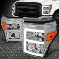 Nuvision for 11-16 Ford F250 F350 Super Duty 3D LED DRL Projector Headlight Chrome/Amber