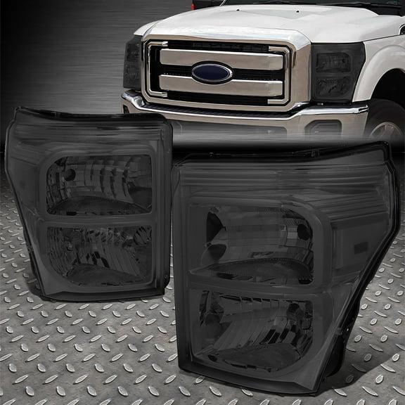 NUVISION for 11-16 Ford F250 F350 Super Duty Smoked Lens Clear Corner Headlight Lamps