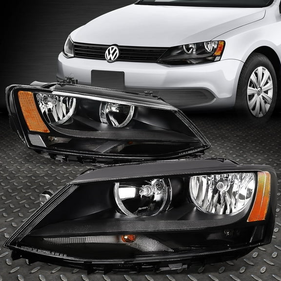 NUVISION for 11-18 VW Jetta Sedan 4Dr Black Housing Amber Corner Headlight Assembly