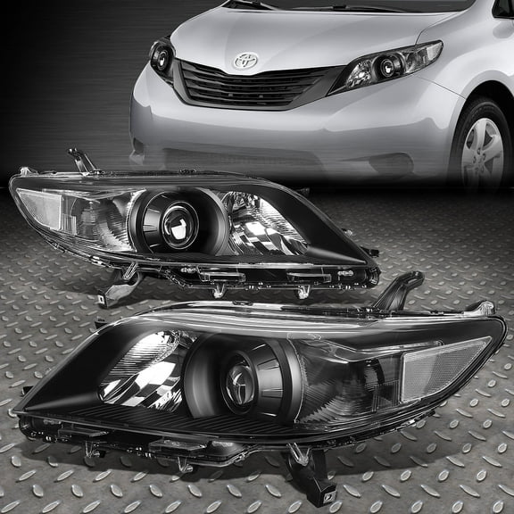 NUVISION for 11-20 Toyota Sienna Black Housing Clear Corner Projector Headlight Headlamp