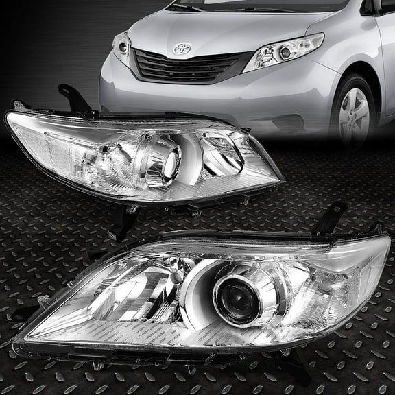 NUVISION for 11-20 Toyota Sienna Chrome Housing Clear Corner Projector Headlight Headlamp