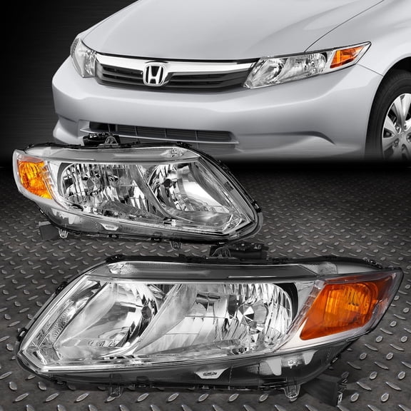NUVISION for 12-15 Honda Civic Chrome Housing Amber Corner Headlights