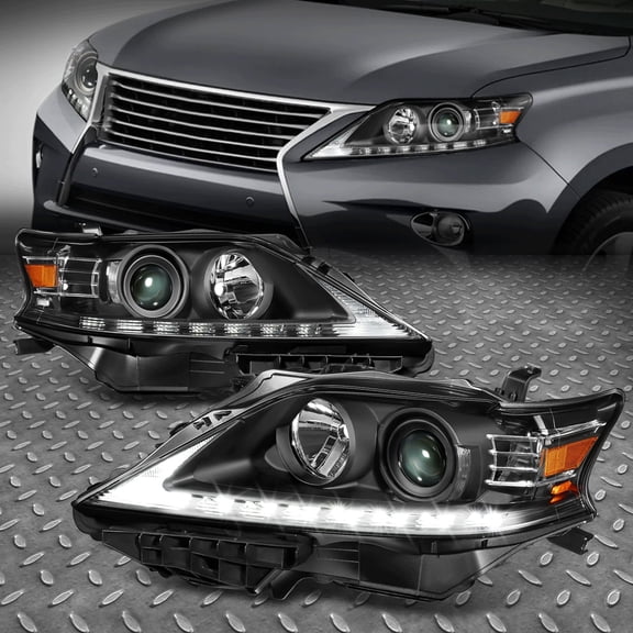 Nuvision for 13-15 Lexus RX350 RX450H LED DRL Projector Headlights Black/Amber