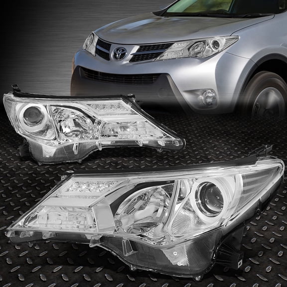 NUVISION for 13-15 Toyota Rav4 Chrome Housing Clear Corner Projector Headlight Head Lamps