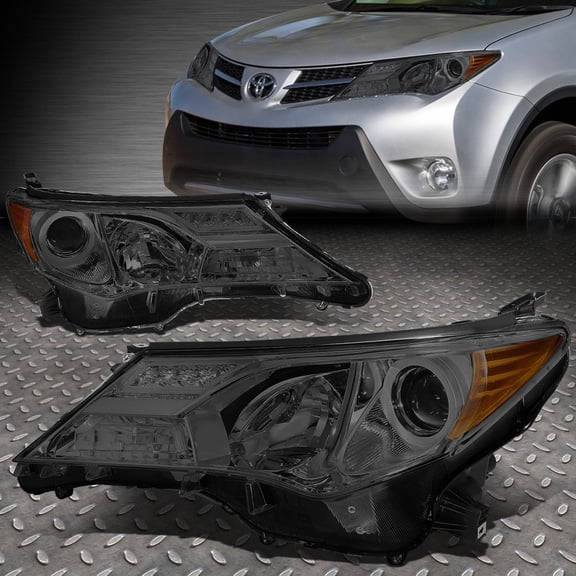 NUVISION for 13-15 Toyota Rav4 Smoked Lens Amber Corner Projector Headlight Headlamps