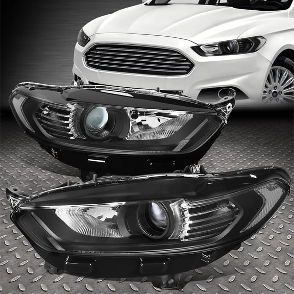 NUVISION for 13-16 Ford Fusion Factory Style Projector Headlight Head Lamps Black/Clear