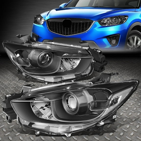 NUVISION for 13-16 Mazda CX5 Black Housing Clear Corner Projector Headlight Head Lamps