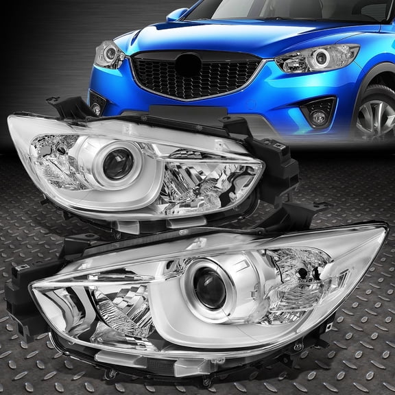 NUVISION for 13-16 Mazda CX5 Chrome Housing Clear Corner Projector Headlight Head Lamps
