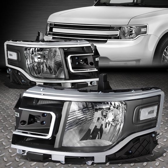 NUVISION for 13-19 Ford Flex Black Housing Clear Corner LED Side Marker Headlight Lamps