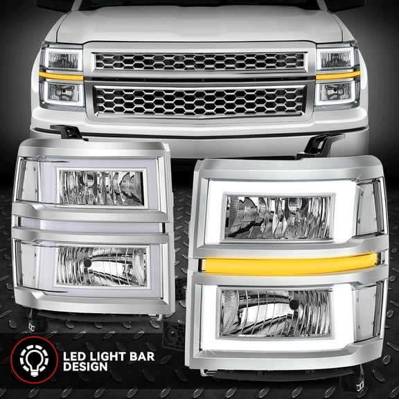 Nuvision for 14-15 Chevy Silverado Sequential LED Signal Headlights Chrome/Clear
