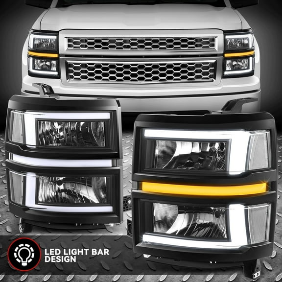 Nuvision for 14-15 Silverado 1500 L-LED DRL Sequential Signal Headlights Black/Clear