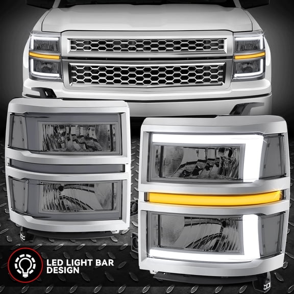 Nuvision for 14-15 Silverado 1500 L-LED DRL Sequential Signal Headlights Smoked/Clear