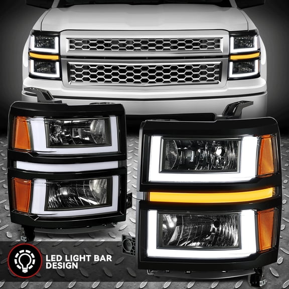 Nuvision for 14-15 Silverado 1500 U-LED DRL Sequential Signal Headlights Black/Amber