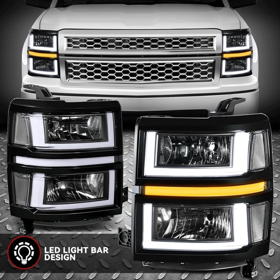 Nuvision for 14-15 Silverado 1500 U-LED DRL Sequential Signal Headlights Black/Clear