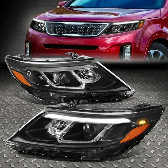 Nuvision for 14-15 Sorento EX SX Black/Amber 3D LED DRL Projector Headlight Head Lamps