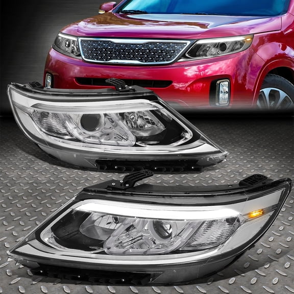 Nuvision for 14-15 Sorento EX SX Chrome/Clear 3D LED DRL Projector Headlight Head Lamps