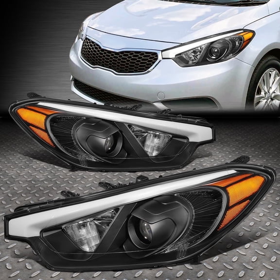 NUVISION for 14-16 Forte 5 Koup Black Housing Amber Corner Projector Headlight Head Lamp
