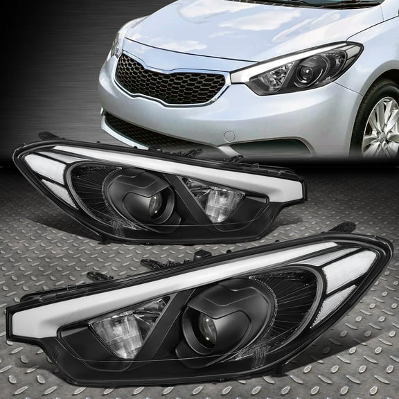 NUVISION for 14-16 Forte 5 Koup Black Housing Clear Corner Projector Headlight Head Lamp