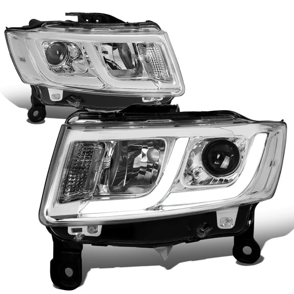 Nuvision for 14-16 Jeep Grand Cherokee LED DRL Projector Headlight Lamps Chrome/Clear