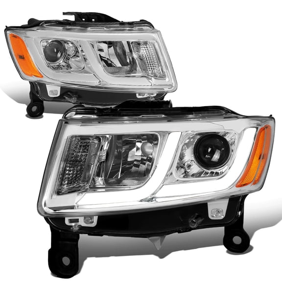 Nuvision for 14-16 Jeep Grand Cherokee LED DRL Projector Headlights Chrome/Amber