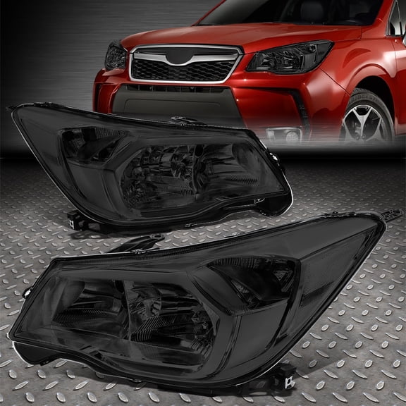 NUVISION for 14-16 Subaru Forester Halogen Smoked Lens Clear Corner Headlight Lamps