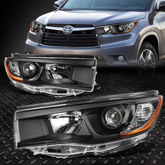 NUVISION for 14-16 Toyota Highlander Black Housing Amber Corner Projector Headlight Lamp