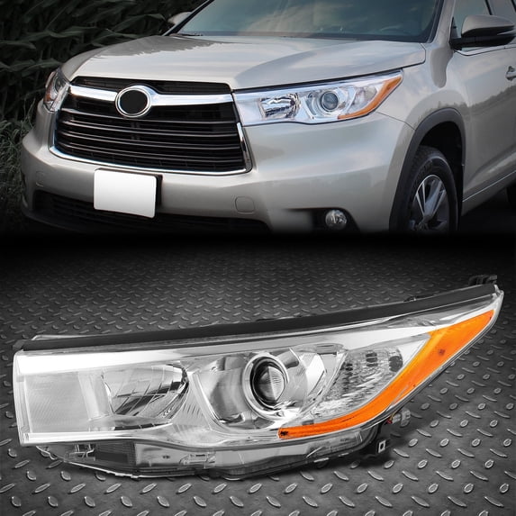NUVISION for 14-16 Toyota Highlander Left Driver Side Projector Headlight Chrome/Amber