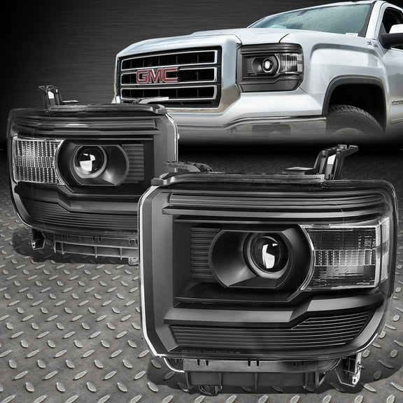 NUVISION for 14-18 GMC Sierra Black Housing Clear Corner Projector Headlight Head Lamps