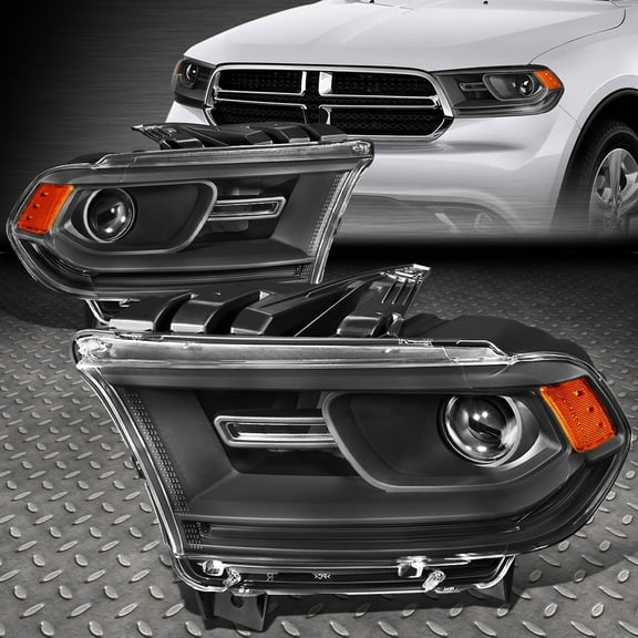 NUVISION for 14-20 Dodge Durango Black Housing Amber Corner Projector Headlight Head Lamp