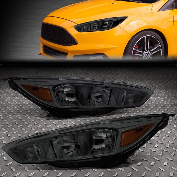 NUVISION for 15-18 Ford Focus Factory Style Smoked Lens Amber Corner Headlight Head Lamps