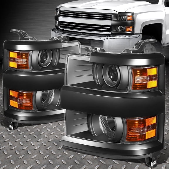 NUVISION for 15-19 Chevy Silverado 2500HD 3500HD Projector Headlight Lamps Black/Amber
